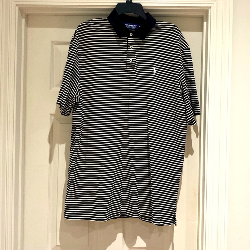 Polo golf men’s shirt, XL, black and white striped